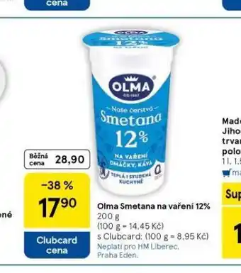 Tesco Olma smetana na vaření 12% nabídka