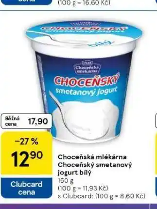 Tesco Choceňský smetanový jogurt bílý nabídka