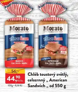 MP Krásno Chléb toustový světlý, celozrnný „, American Sandwich nabídka