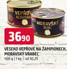 Terno Veseko vepřové na žampionech, moravský vrabec nabídka