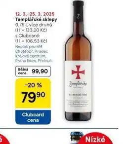 Tesco Templářské sklepy nabídka