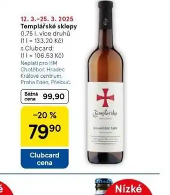 Tesco Templářské sklepy nabídka