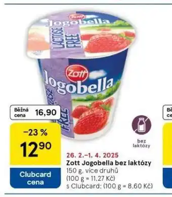 Tesco Zott jogobella bez laktózy nabídka