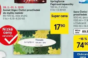 Tesco Springforce papírové kapesníky nabídka