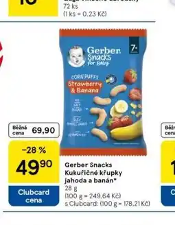 Tesco Gerber snacks kukuřičné křupky jahoda a banán nabídka