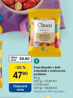 Tesco Poex mandle v bílé čokoládě s malinovým práškem nabídka