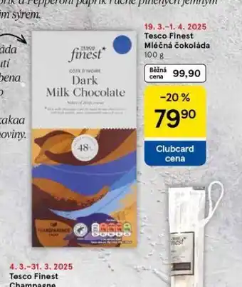 Tesco Mléčná čokoláda nabídka