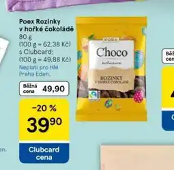 Tesco Poex rozinky v hořké čokoládě nabídka