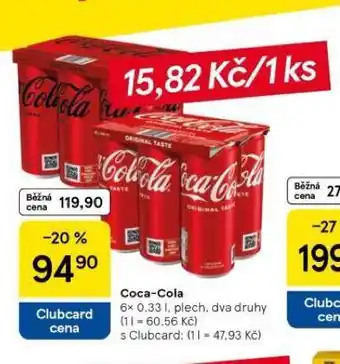 Tesco Coca cola 6x 0,33 l nabídka