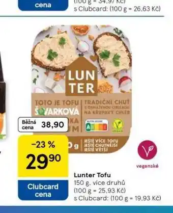 Tesco Lunter tofu nabídka