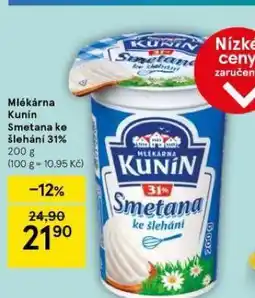 Tesco Kunín smetana ke šlehání 31% nabídka