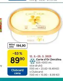 Tesco Carte d´or zmrzlina nabídka