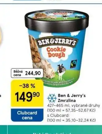 Tesco Ben & jerry´s zmrzlina nabídka