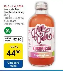 Tesco Komvida bio kombucha n ápoj nabídka