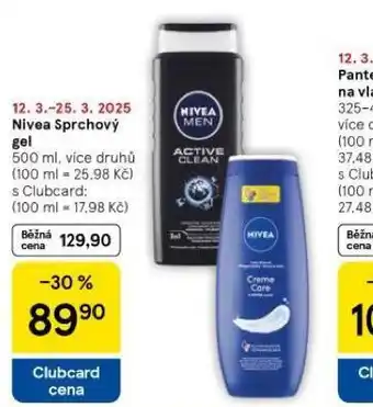 Tesco Nivea sprchový gel nabídka