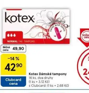 Tesco Kotex dámské tampony nabídka