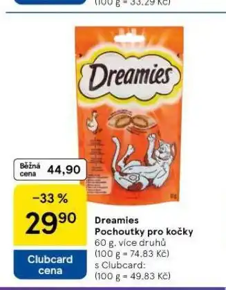 Tesco Dreamies pochoutky pro kočky nabídka