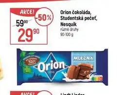 Globus Orion čokoláda, studentská pečeť, nesquik nabídka