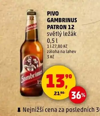 Penny Market PIVO GAMBRINUS PATRON 12 světlý ležák nabídka