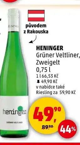 Penny Market HENINGER Grüner Veltliner, nabídka