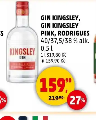 Penny Market GIN KINGSLEY, GIN KINGSLEY PINK, RODRIGUES nabídka