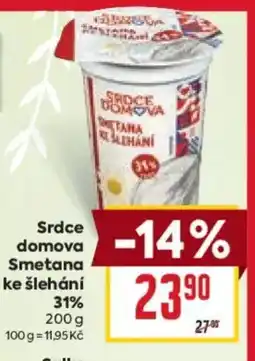 Billa Srdce domova Smetana ke šlehání nabídka