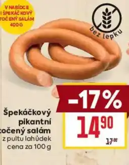 Billa Špekáčkový pikantní točený salám z pultu nabídka