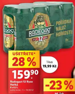 Lidl Radegast 12 Ryze Hořká, 8x 0,5 l nabídka
