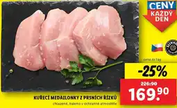 Lidl KUŘECÍ MEDAILONKY Z PRSNÍCH ŘÍZKŮ, cena za 1 kg nabídka