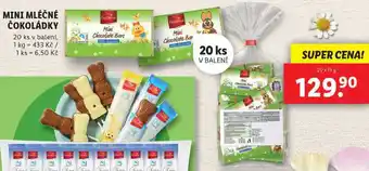 Lidl MINI MLÉČNÉ ČOKOLÁDKY, 20x 15 g nabídka