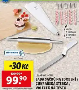 Lidl SADA SÁČKŮ NA ZDOBENÍ/CUKRÁŘSKÁ STĚRKA/VÁLEČEK NA TĚSTO nabídka