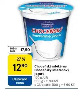 Tesco Choceňská mlékárna Choceňský smetanový jogurt nabídka