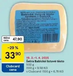 Tesco Šetra Babické listové těsto nabídka