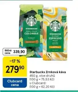 Tesco Starbucks Zrnková káva nabídka