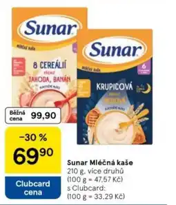 Tesco Sunar Mléčná kaše nabídka