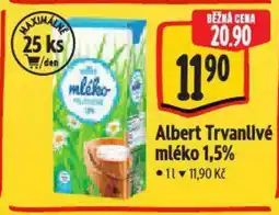 Albert Albert Trvanlivé mléko 1,5% nabídka