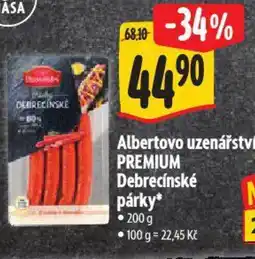 Albert Albertovo uzenářství Premium Debrecínské párky nabídka