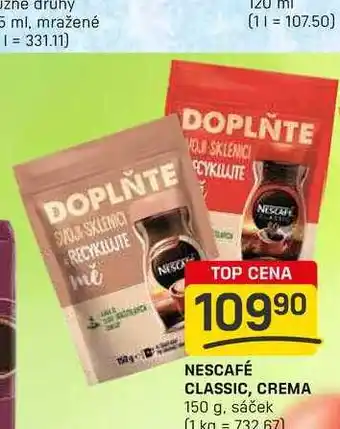 Flop NESCAFÉ CLASSIC, CREMA 150 g, sáček nabídka