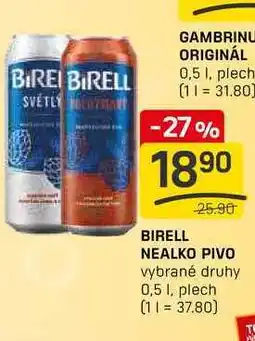 Flop BIRELL NEALKO PIVO vybrané druhy 0,5 l, plech nabídka