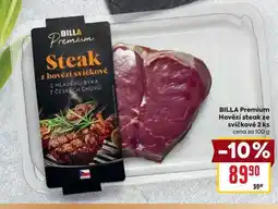 Billa BILLA Premium Hovězí steak ze svíčkové 2 ks cena za 100g nabídka