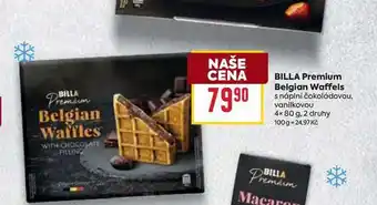 Billa BILLA Premium Belgian Waffels s náplní čokoládovou, vanilkovou 4× 80 g nabídka