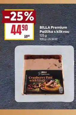 Billa BILLA Premium Paštika s klikvou 125 g nabídka