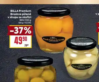 Billa BILLA Premium Broskve půlené v sirupu se skořicí 880/330 g nabídka