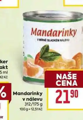 Billa Mandarinky v nálevu 312/175 g nabídka