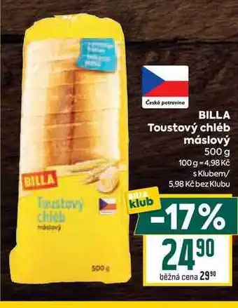 Billa BILLA Toustový chléb máslový 500 g nabídka