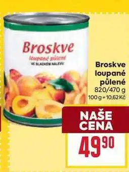 Billa Broskve loupané půlené 820/470 g nabídka