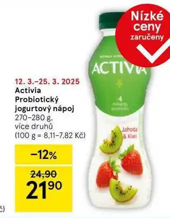 Tesco Activia Probiotický jogurtový nápoj, 270-280 g nabídka