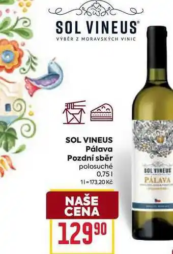 Billa SOL VINEUS Pálava Pozdní sběr polosuché 0,75l nabídka