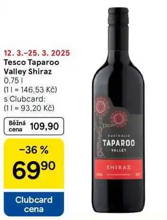 Tesco Tesco Taparoo Valley Shiraz, 0,75 l nabídka