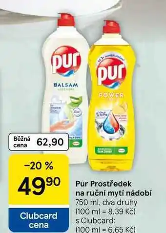 Tesco Pur Prostředek na ruční mytí nádobí, 750 ml, dva druhy nabídka